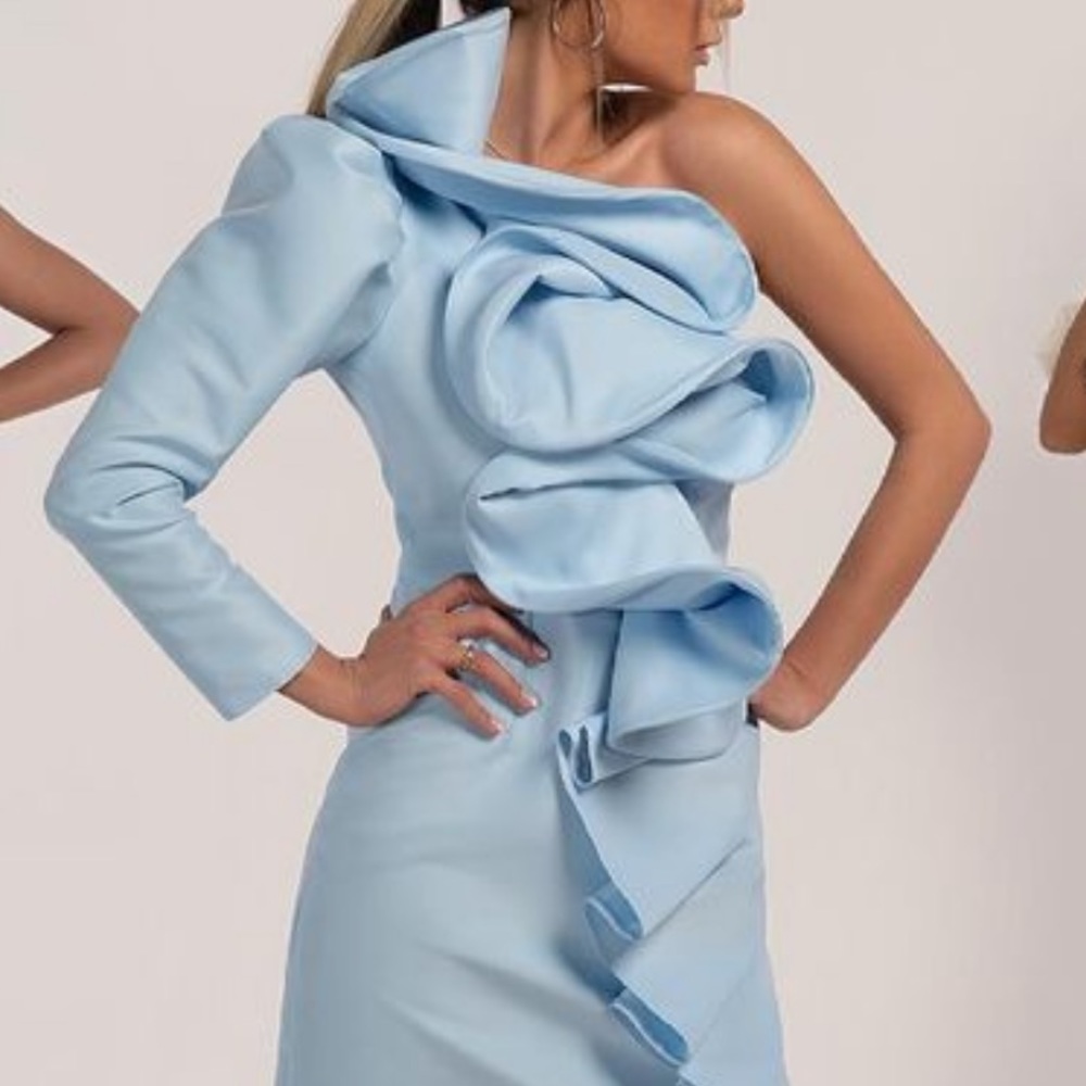 Baby blue evening dress